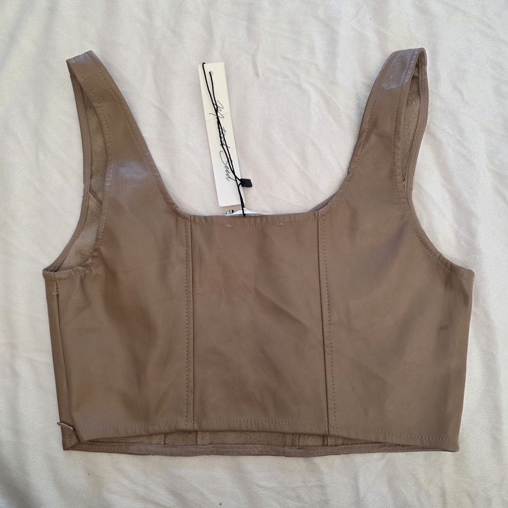 Mustard Seed Vegan Leather Corset Top - Camel Tan - NWT - Size M